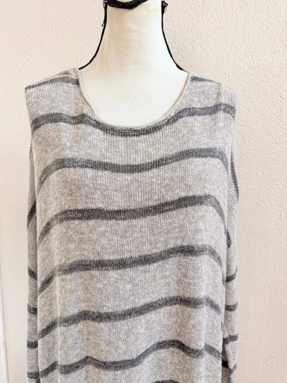 Free People gray striped oversized tunic sweater